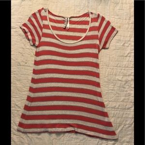 Kische dress type shirt striped white and coral